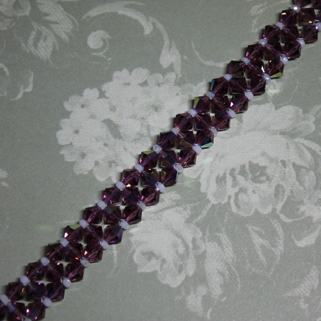 Purple Bicone Beadwoven Bracelet