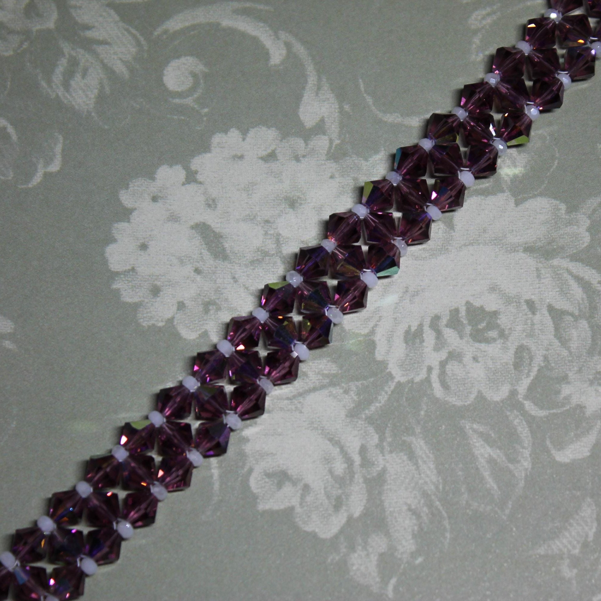 Purple Bicone Beadwoven Bracelet