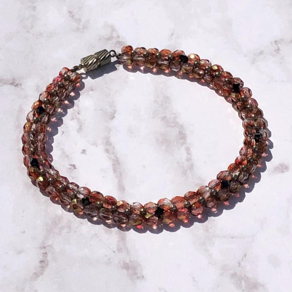 Woven Fire Polished Bead Bracelet Multi-tonal