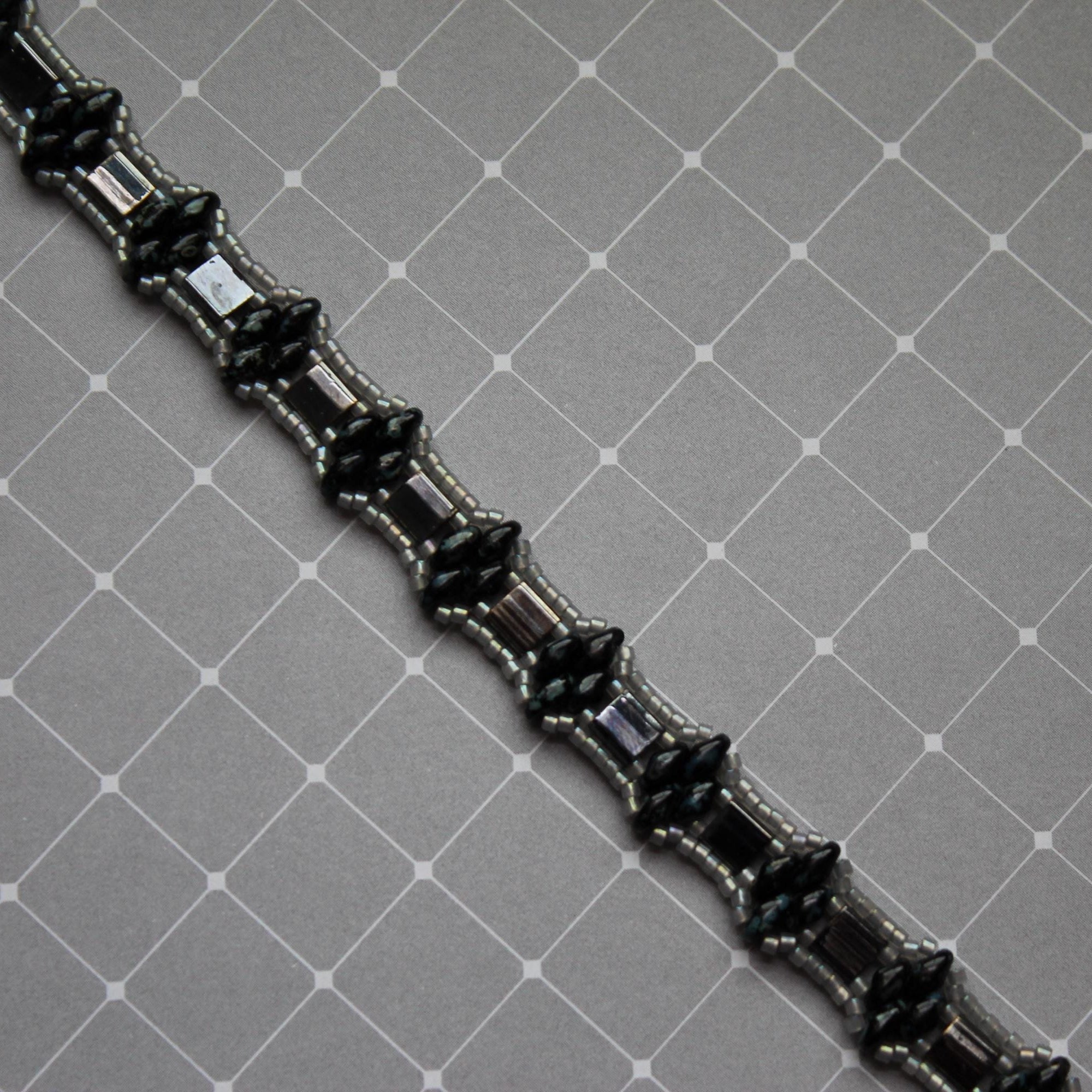 Two-Tone Black & Grey Duo Bead Bracelet