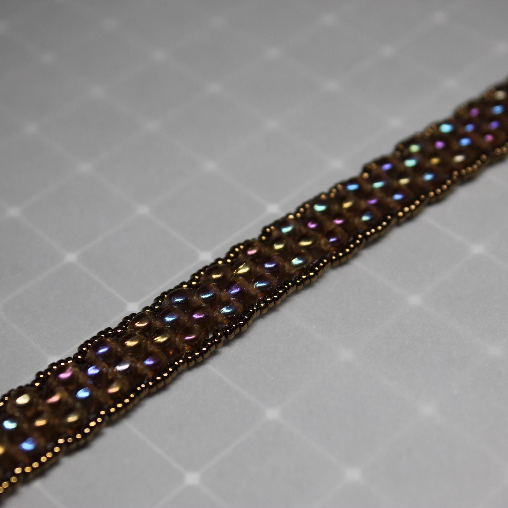 Super Duo Peyote Bracelet in Soft Rainbow Hues