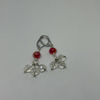 Red & Clear Crystal Rondelle Cluster Dangle Earrings
