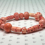 Etched Wooden Bead Stretch Bracelet