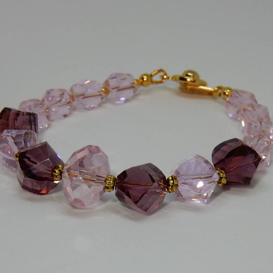 Pink & Purple Chunky Crystal Bracelet