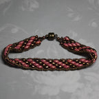 Super Duo Peyote Bracelet in Pink & Bronze