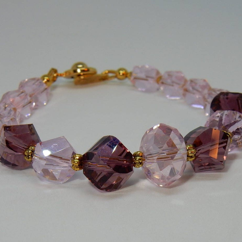 Pink & Purple Chunky Crystal Bracelet