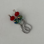 Festive Red & Green Crystal Dangle Earrings