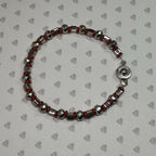 Silver Plated Beaded Bracelet with Red Accents