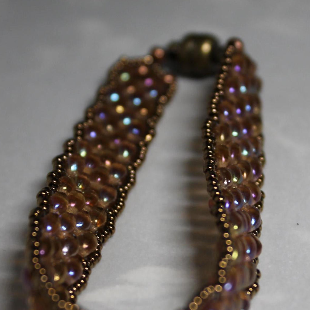 Super Duo Peyote Bracelet in Soft Rainbow Hues