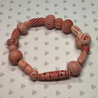 Etched Wooden Bead Stretch Bracelet