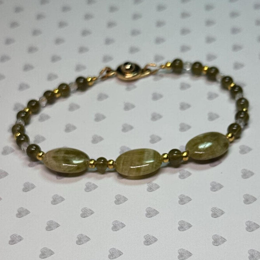 Green Jasper and Gold Beaded Bracelet - Harmony, balance, growth, calm