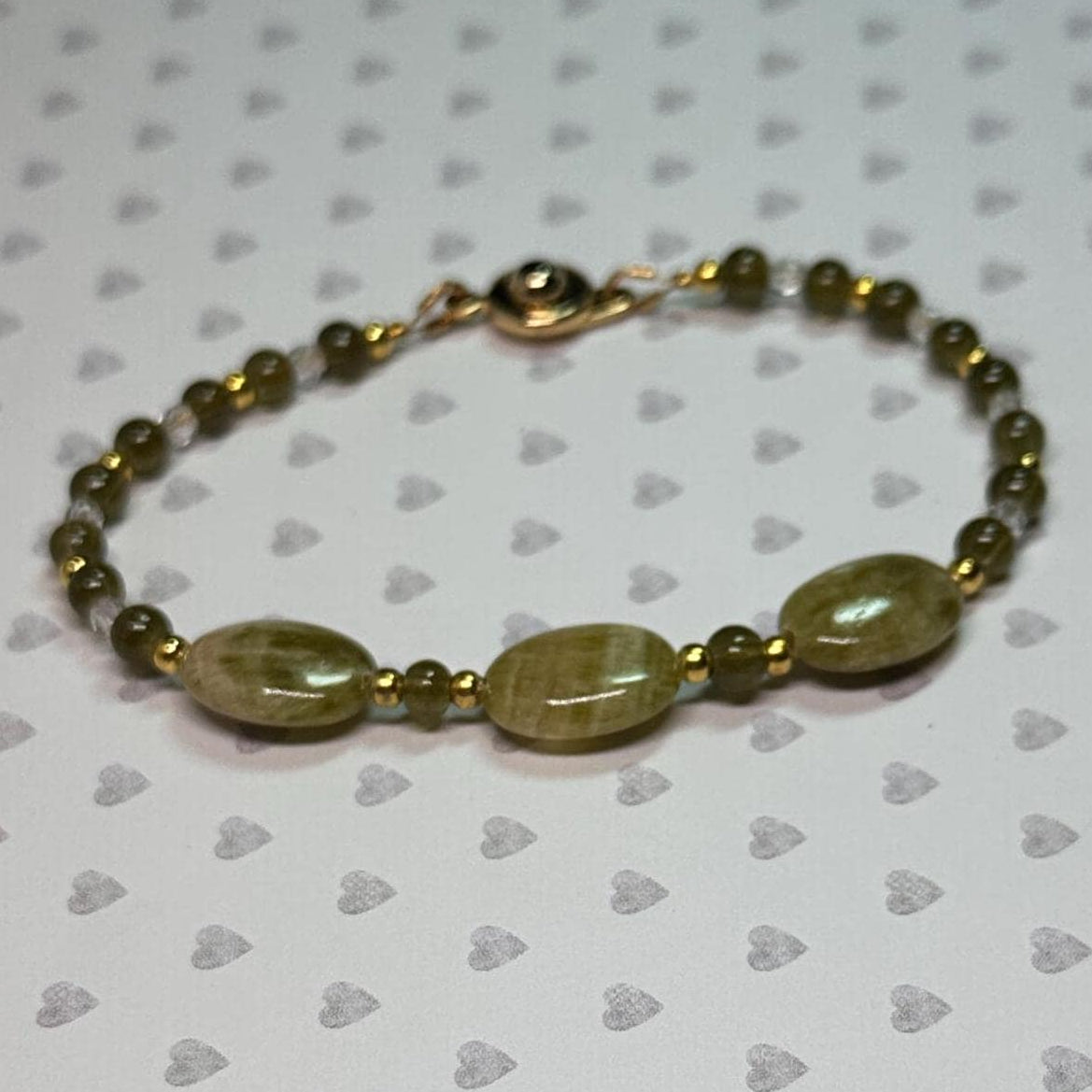 Green Jasper and Gold Beaded Bracelet - Harmony, balance, growth, calm