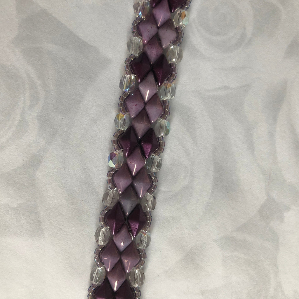 Purple Czech Glass Beadwoven Bracelet