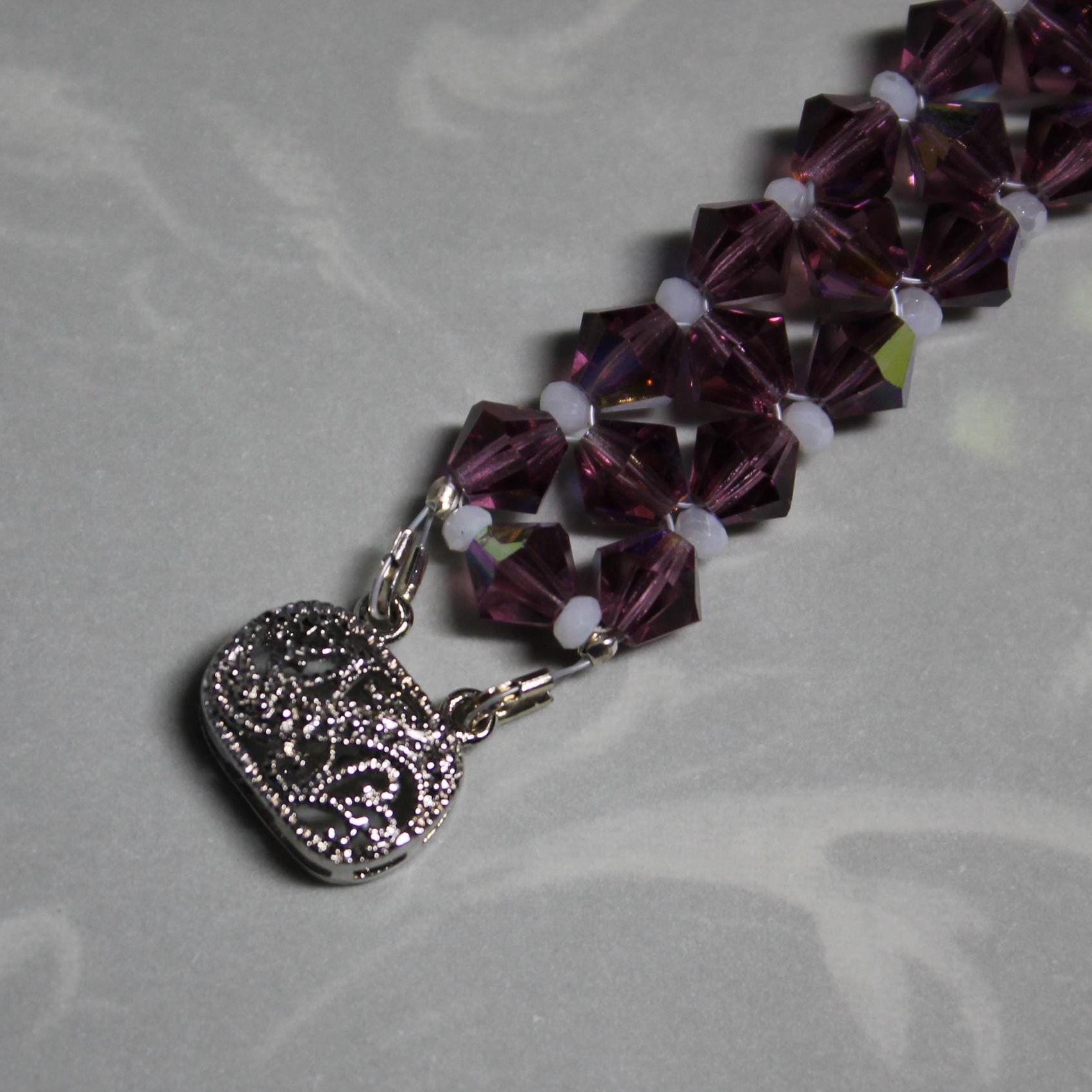 Purple Bicone Beadwoven Bracelet