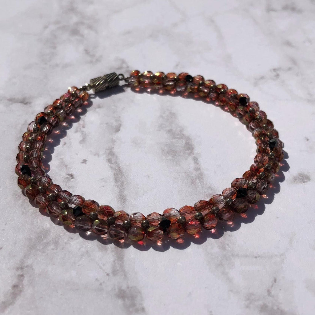 Woven Fire Polished Bead Bracelet Multi-tonal