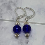 Elegant Cobalt Blue Glass Bead Dangle Earrings