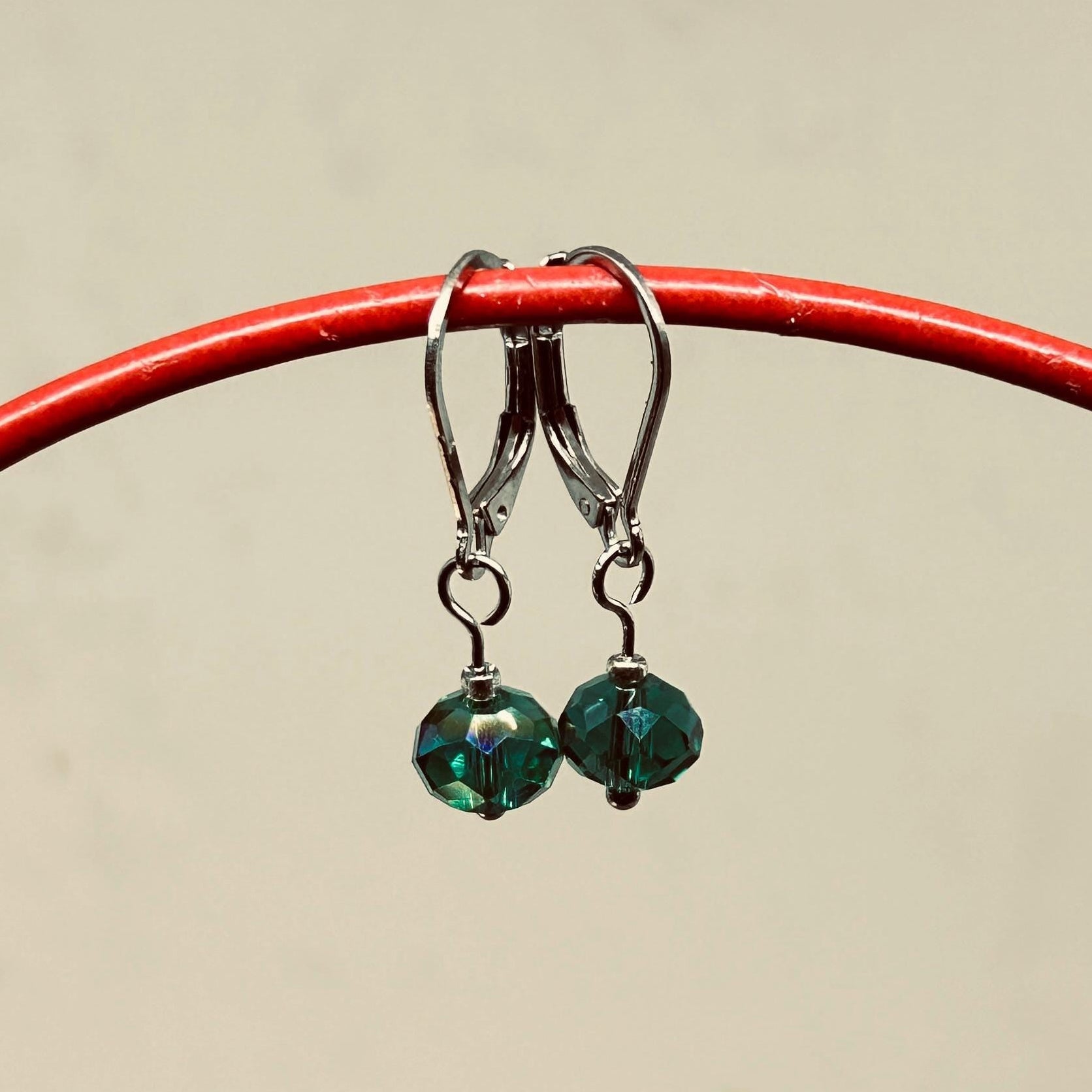 Sterling Silver Emerald-Green Crystal Earrings