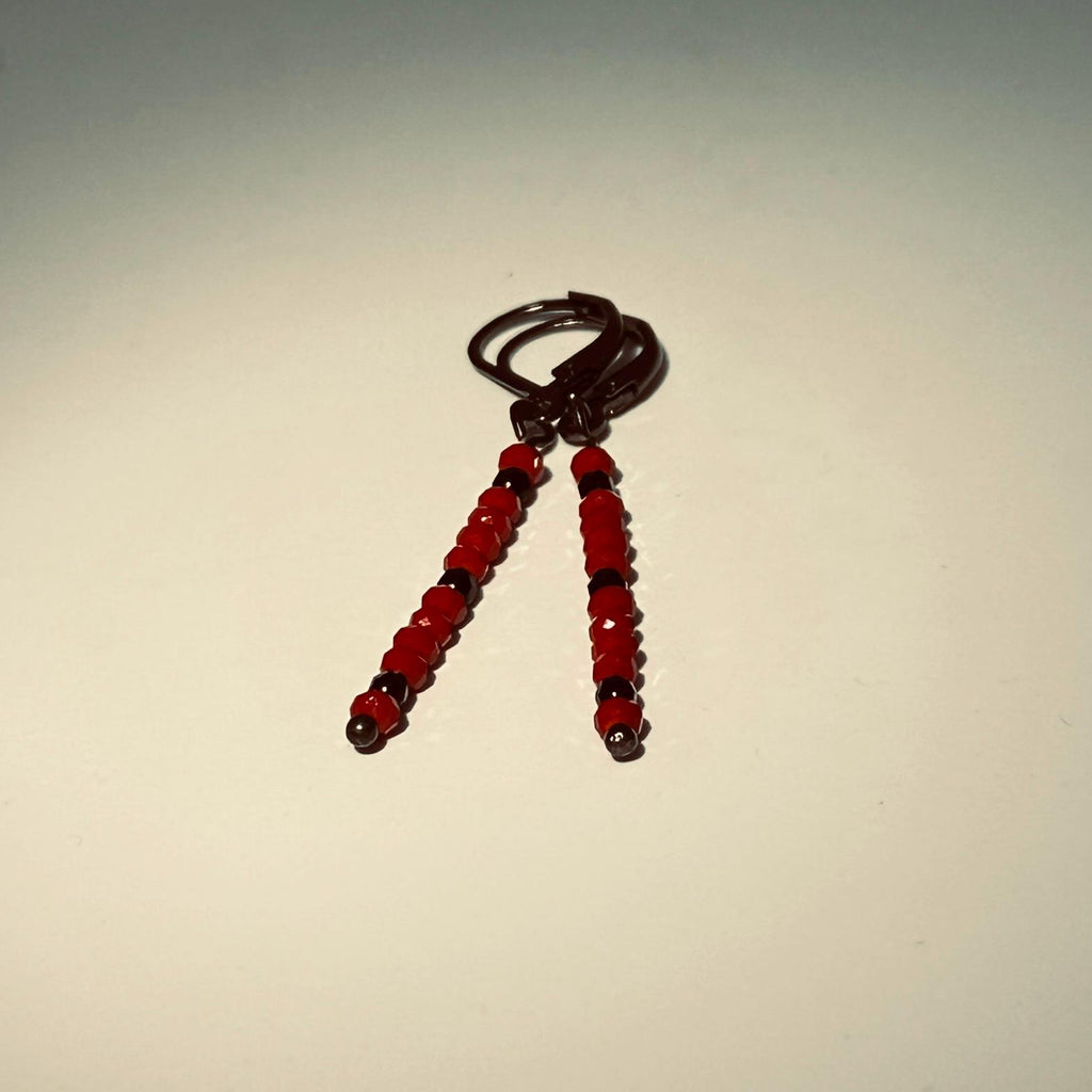 Simple Minimalist Earrings - Red/Black