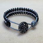 Black & White Leather Wrap Bracelet
