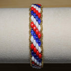 Super Duo Peyote Bracelet in Red/White/Blue