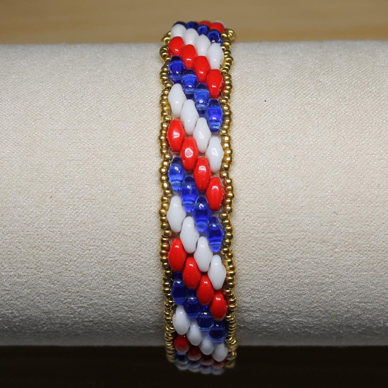 Super Duo Peyote Bracelet in Red/White/Blue