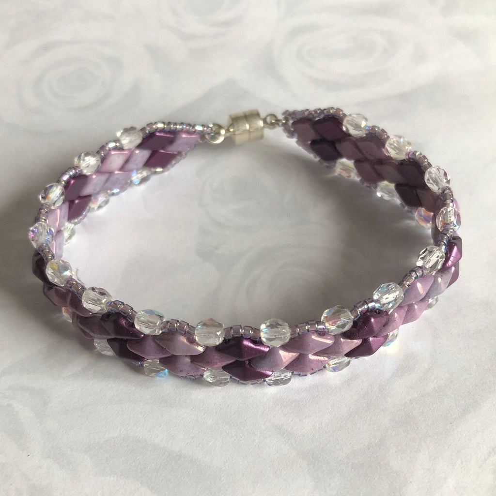 Purple Czech Glass Beadwoven Bracelet