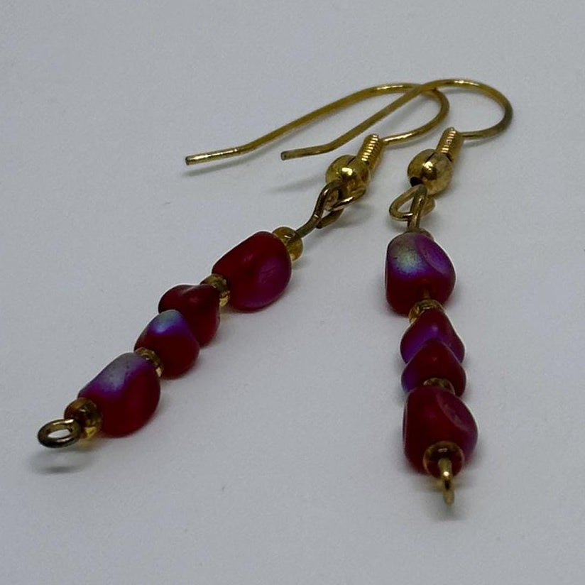 Red AB Druk Dangle Earrings