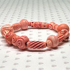Etched Wooden Bead Stretch Bracelet