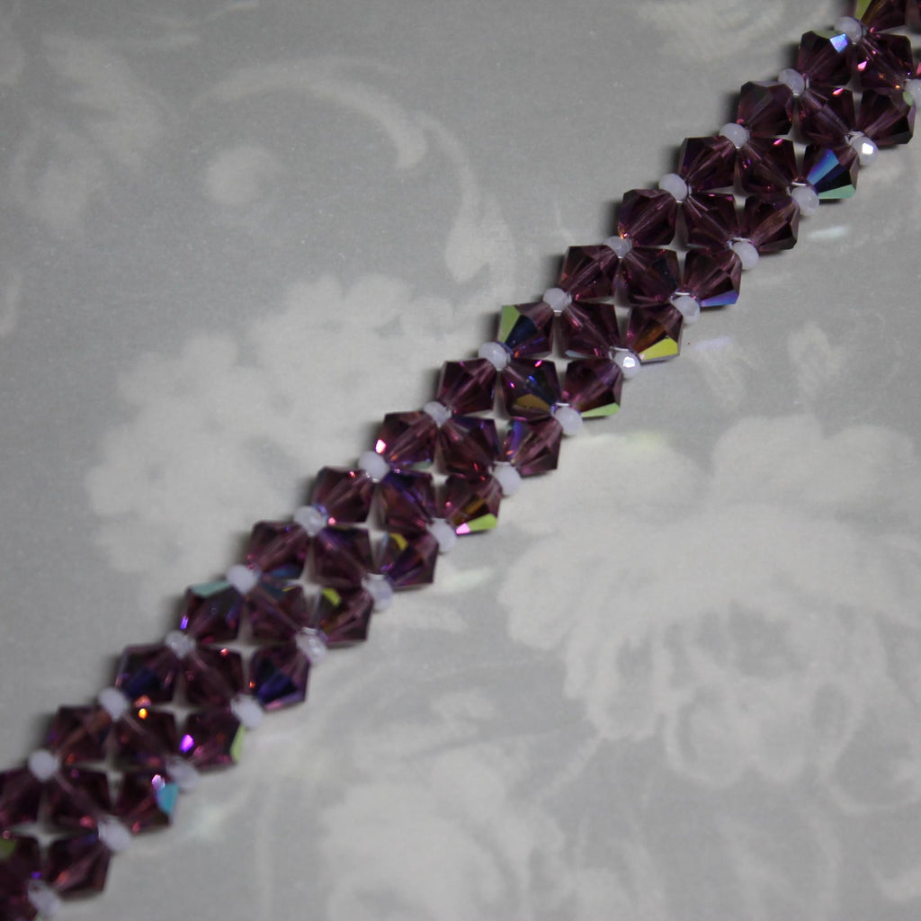 Purple Bicone Beadwoven Bracelet