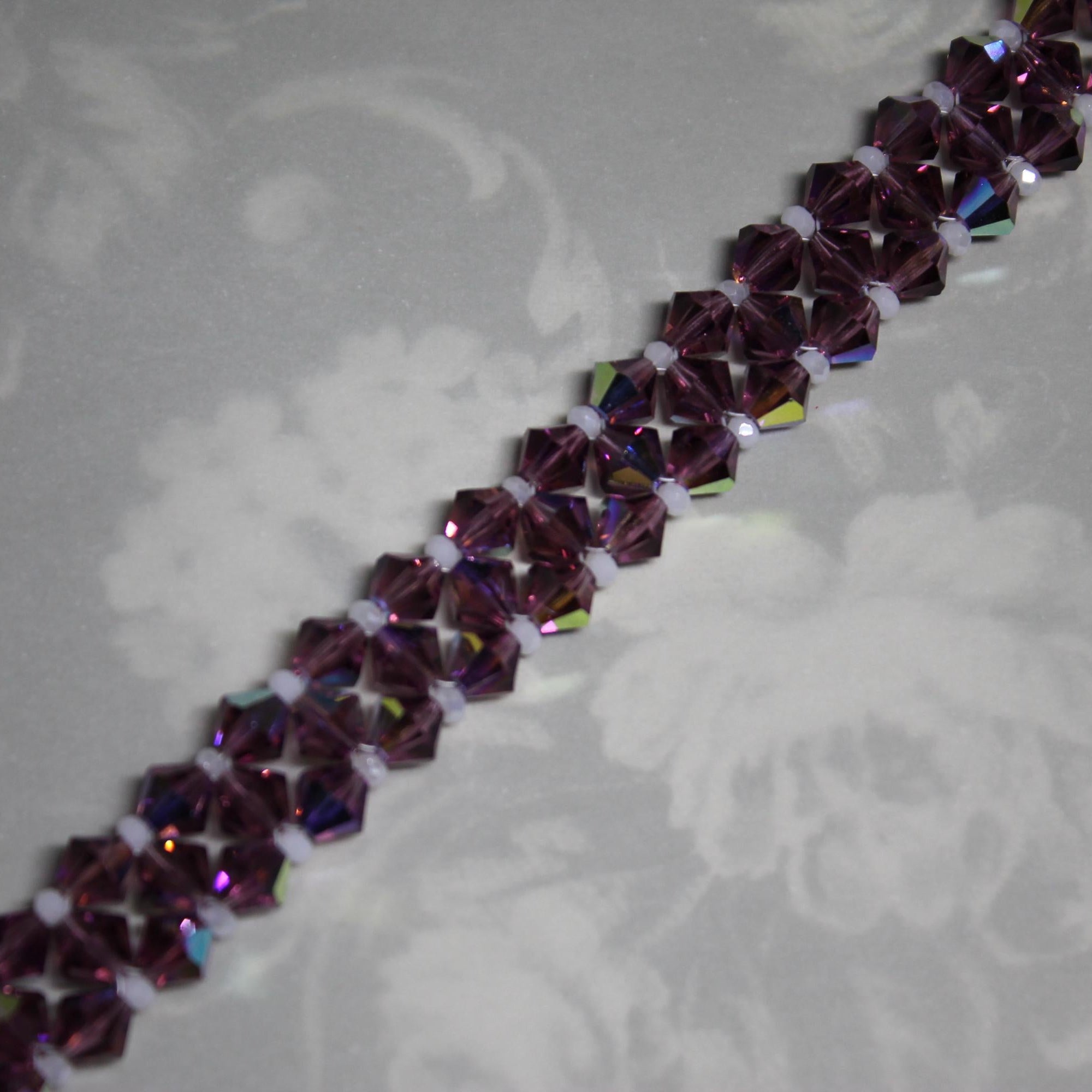Purple Bicone Beadwoven Bracelet