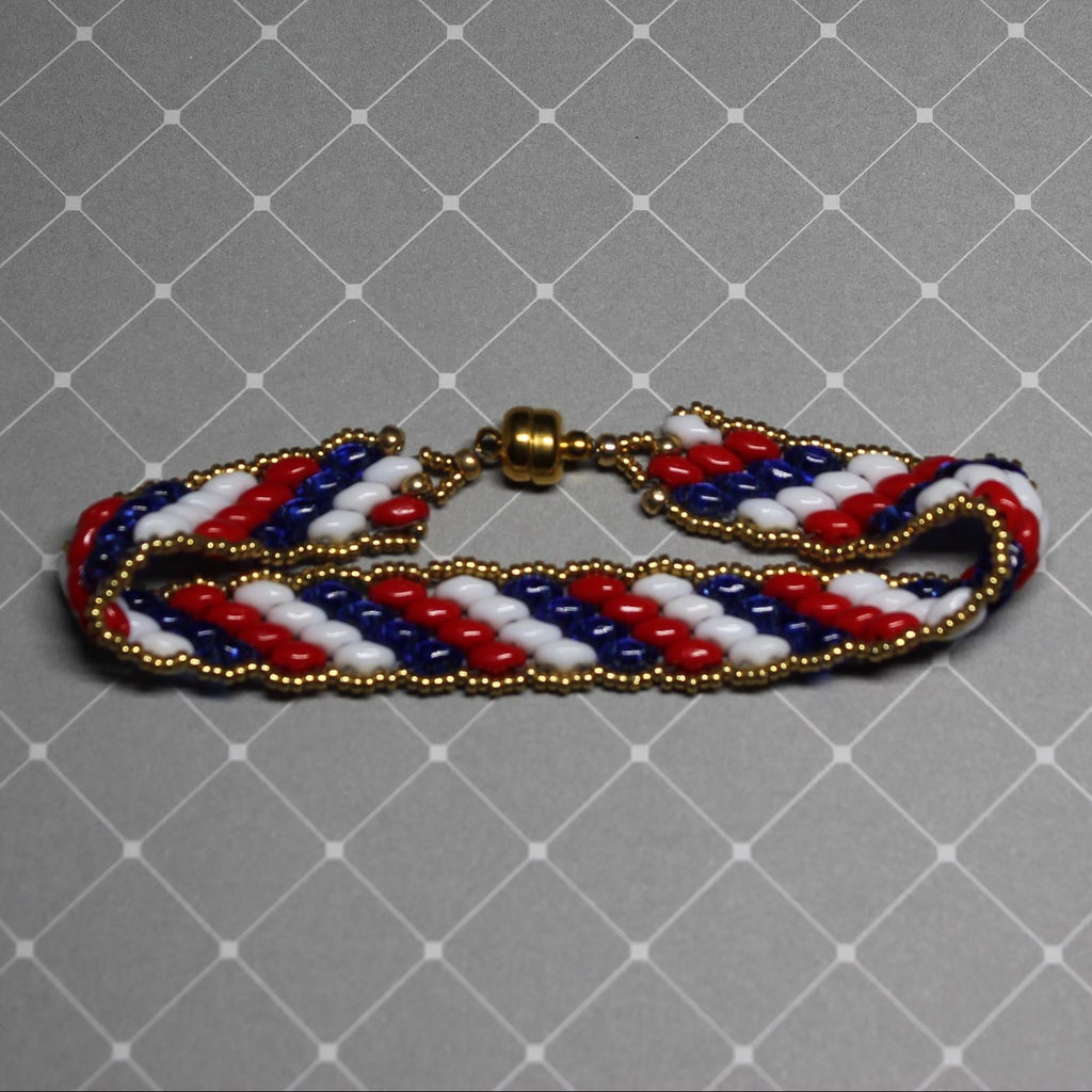 Super Duo Peyote Bracelet in Red/White/Blue