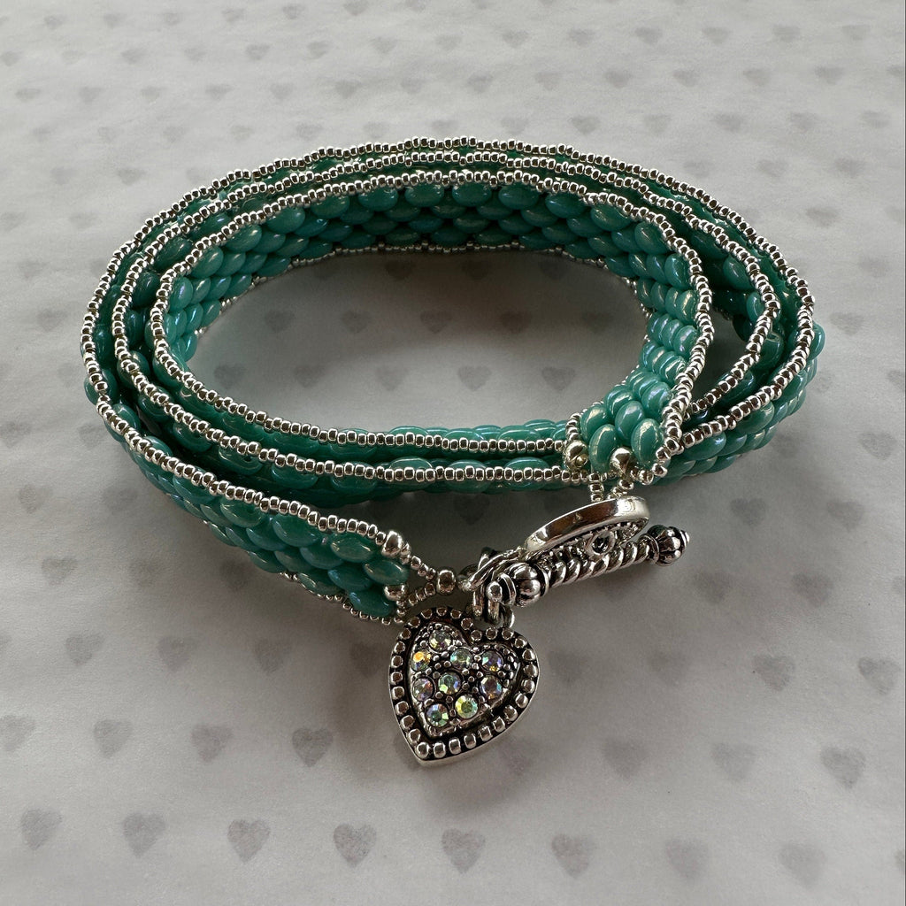 Boho Wrap Bracelet/Necklace with Sparkling Heart Charm