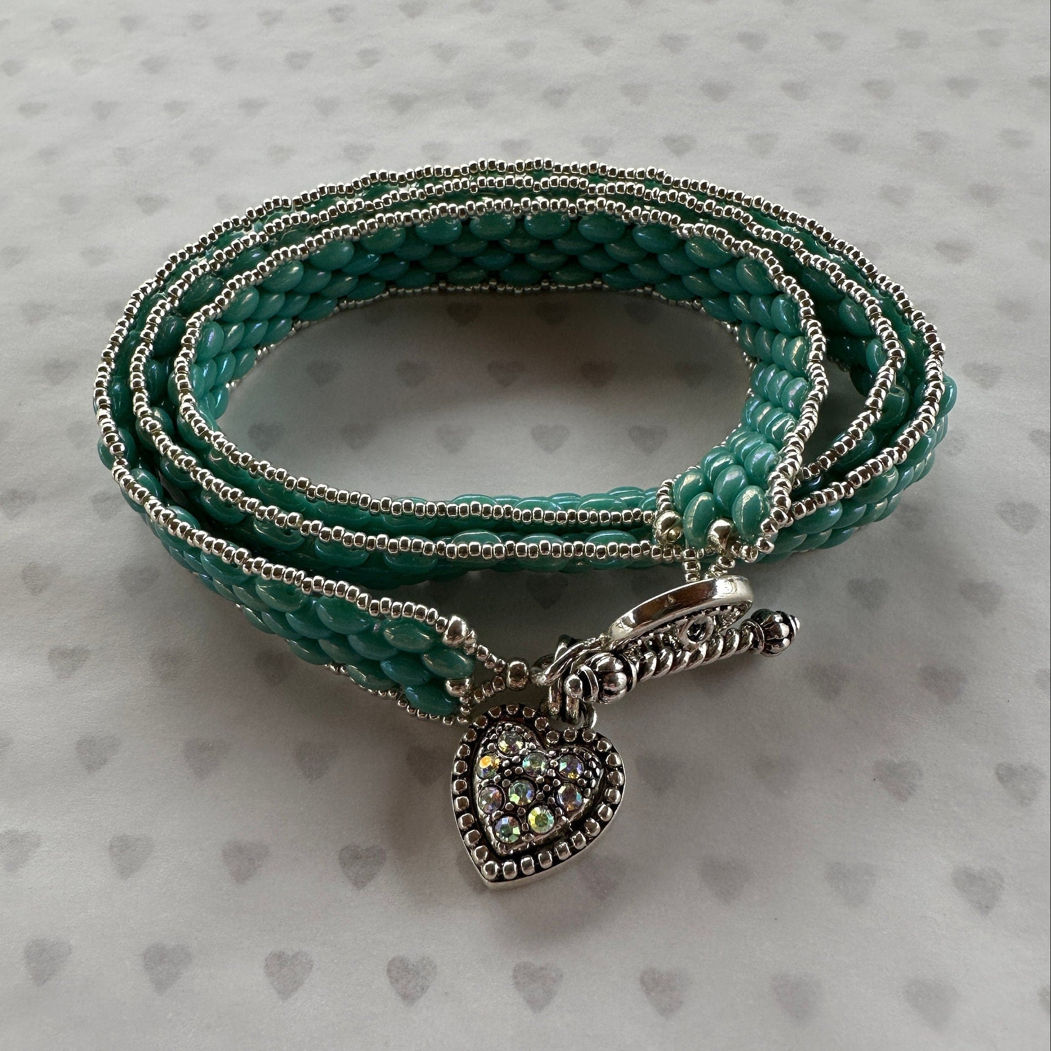 Boho Wrap Bracelet/Necklace with Sparkling Heart Charm
