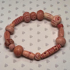 Etched Wooden Bead Stretch Bracelet