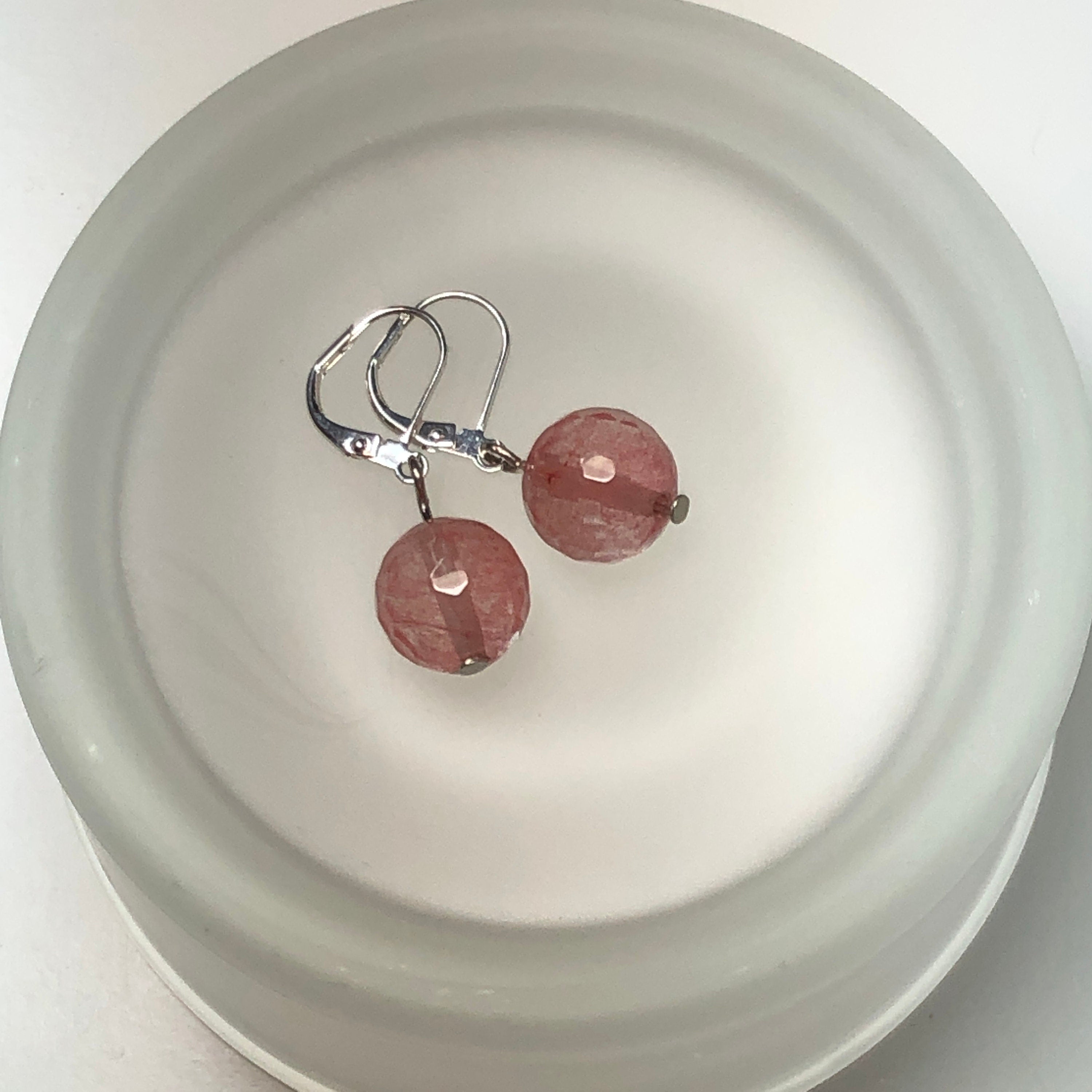 Soft Pink Faceted Dangle Earrings