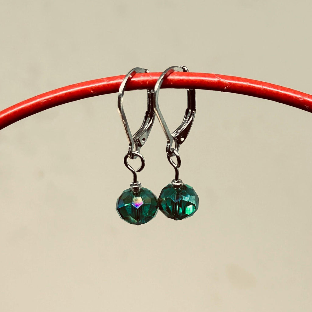 Sterling Silver Emerald-Green Crystal Earrings