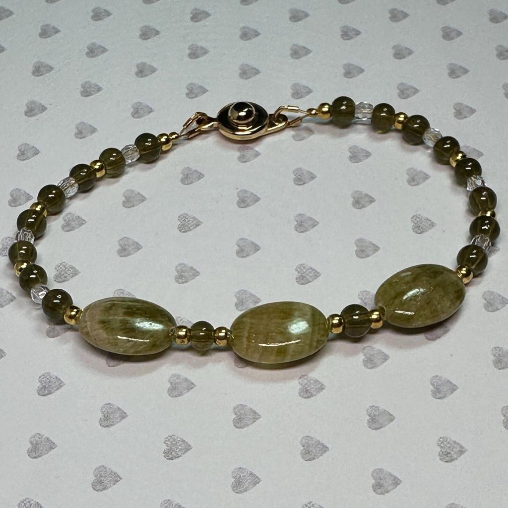 Green Jasper and Gold Beaded Bracelet - Harmony, balance, growth, calm