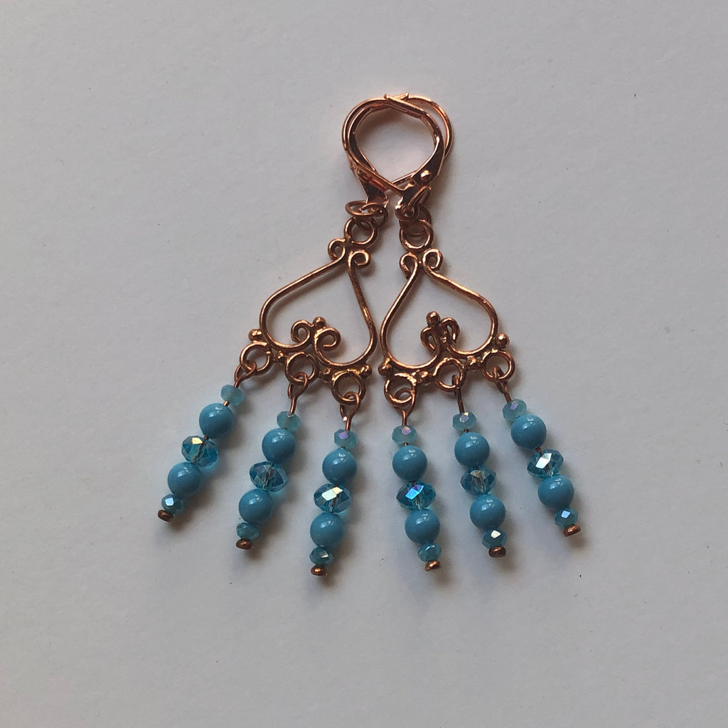 Turquoise & Copper Boho Dangle Earrings