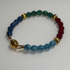 Color Spectrum Fire Polished Beaded Bracelet with Gold Accents