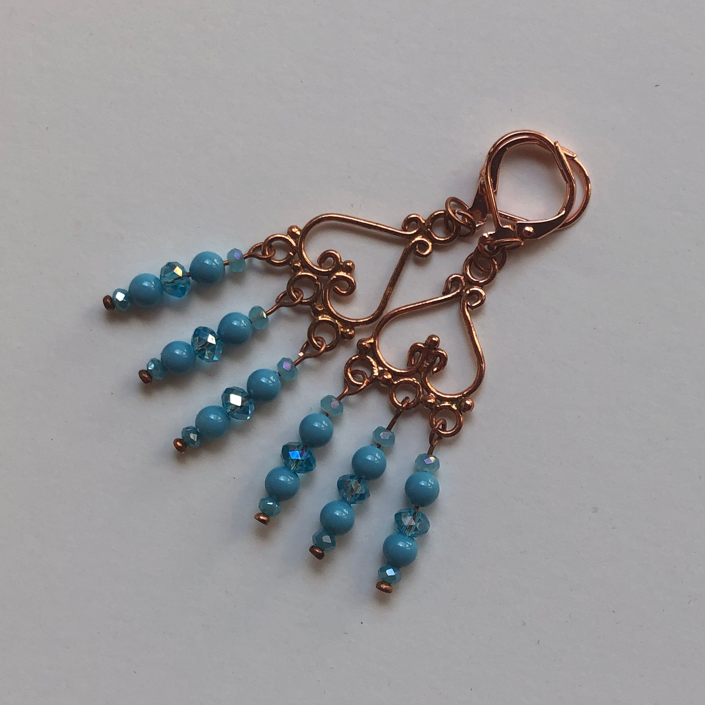 Turquoise & Copper Boho Dangle Earrings