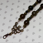 Moss Agate Double Strand Bracelet: Antique Gold Clasp