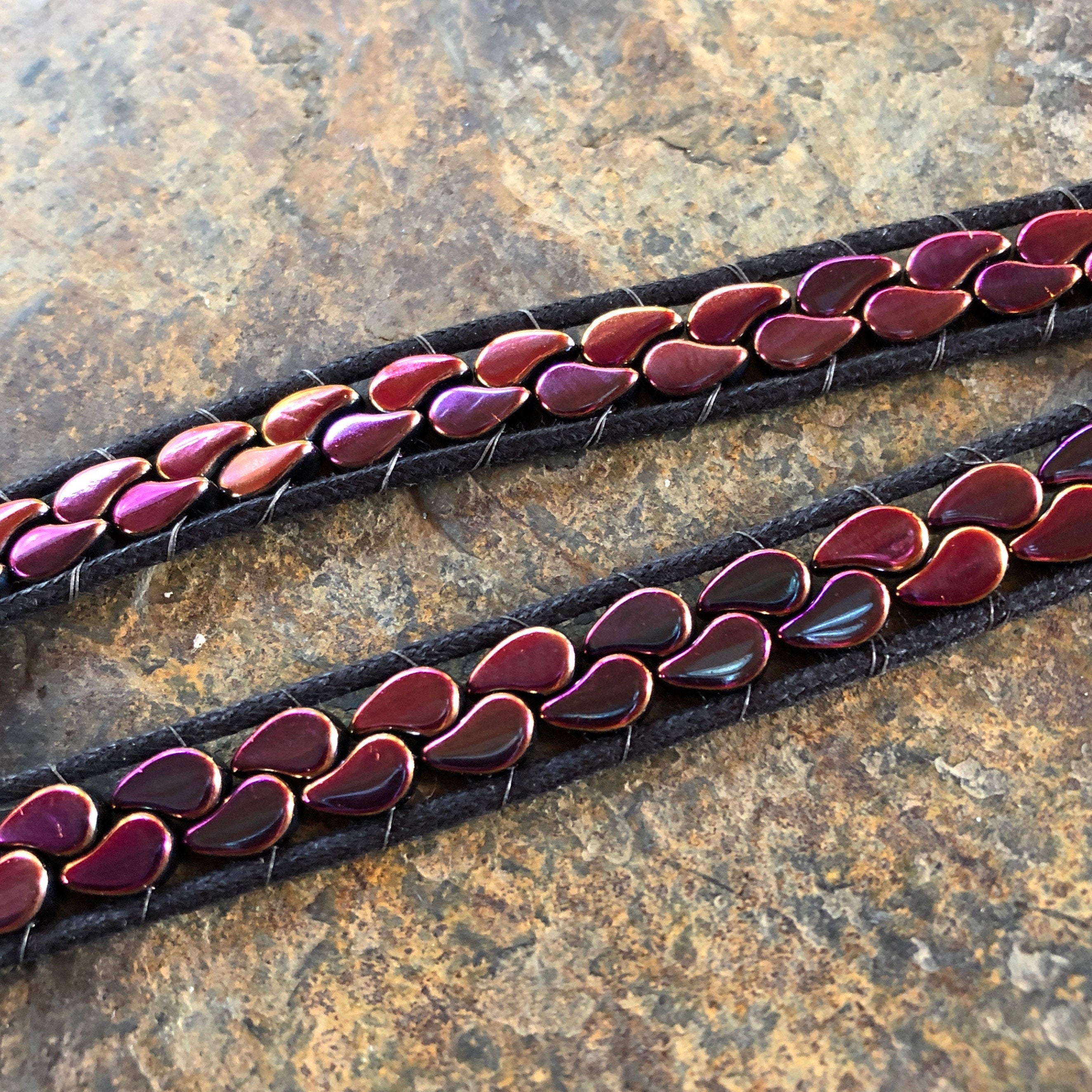 Pink to Purple AB Teardrop Beaded Wrap Bracelet