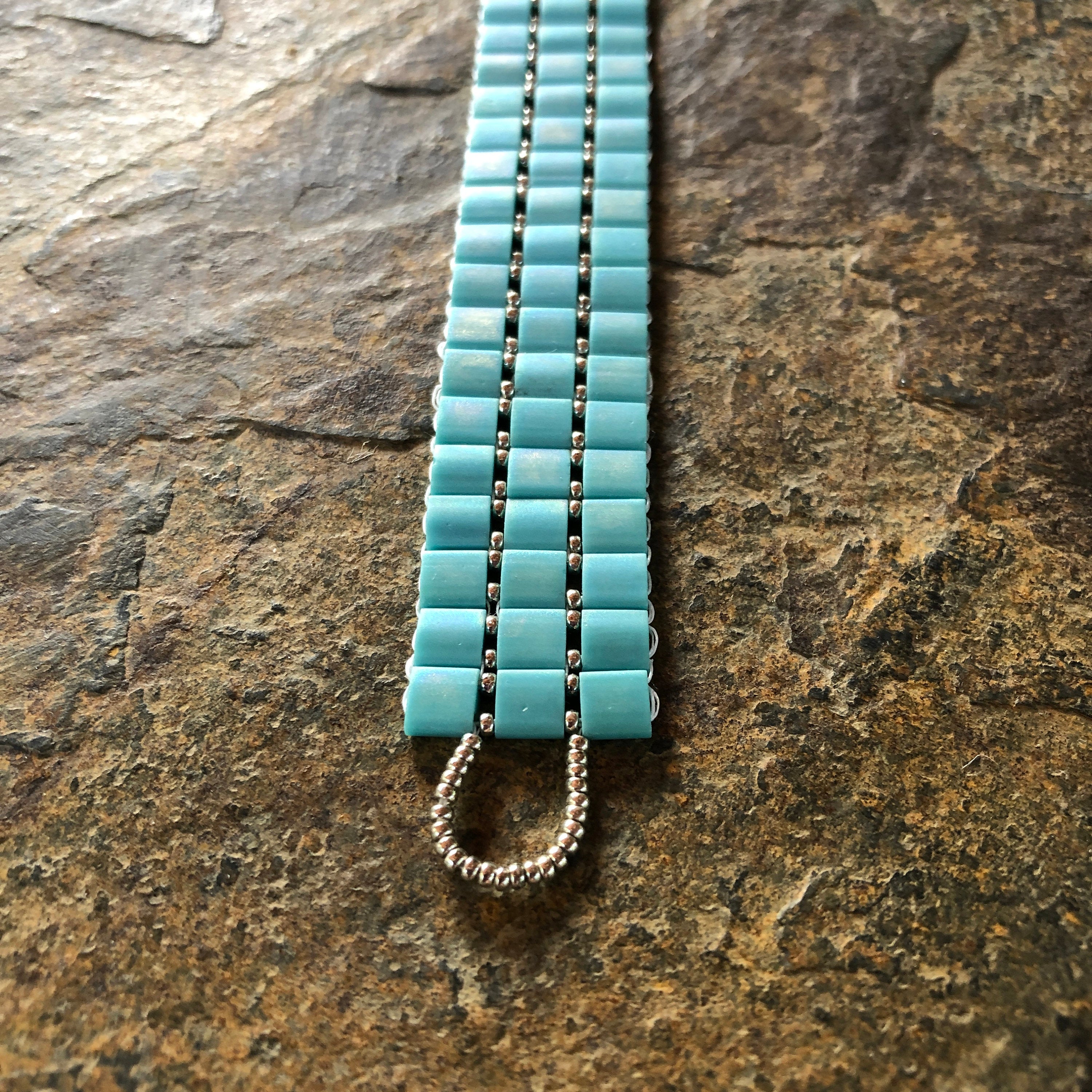 Handwoven Turquoise Tila Bead Bracelet