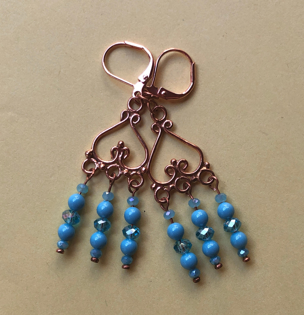 Turquoise & Copper Boho Dangle Earrings