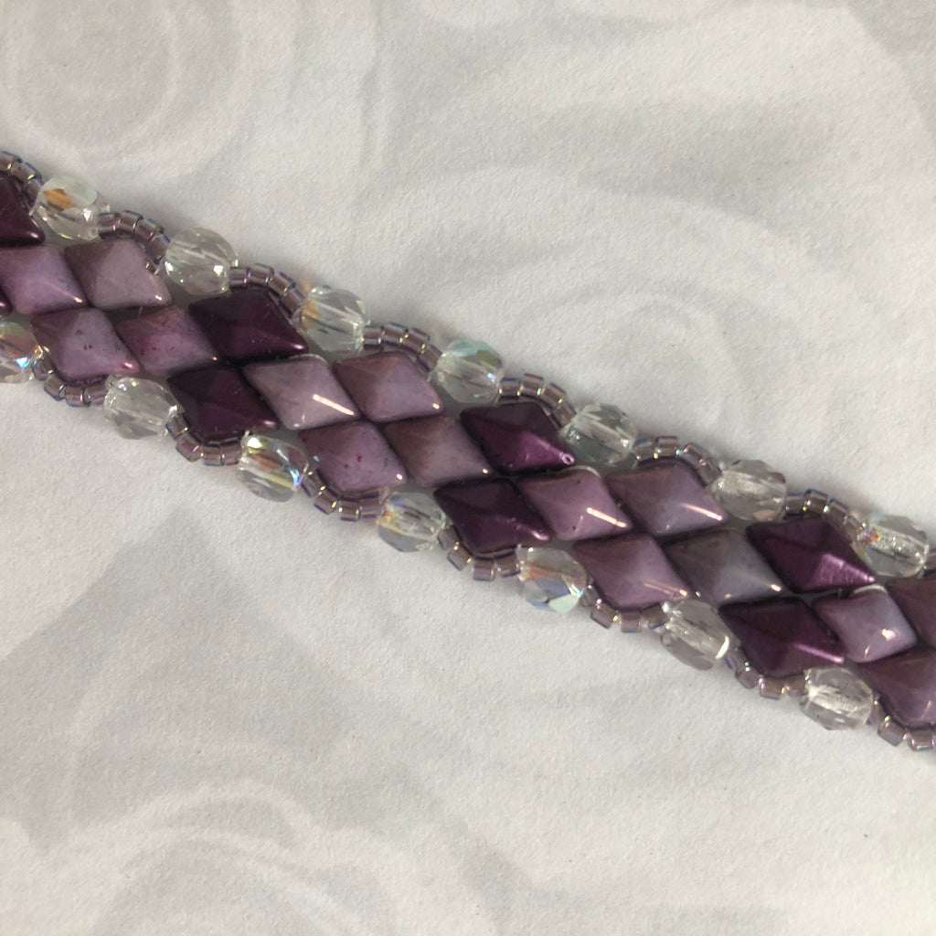 Purple Czech Glass Beadwoven Bracelet