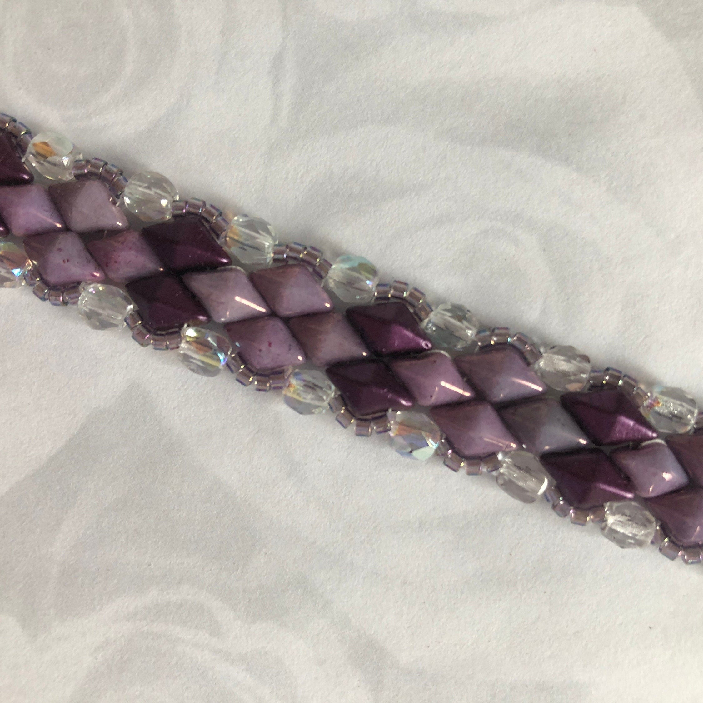 Purple Czech Glass Beadwoven Bracelet