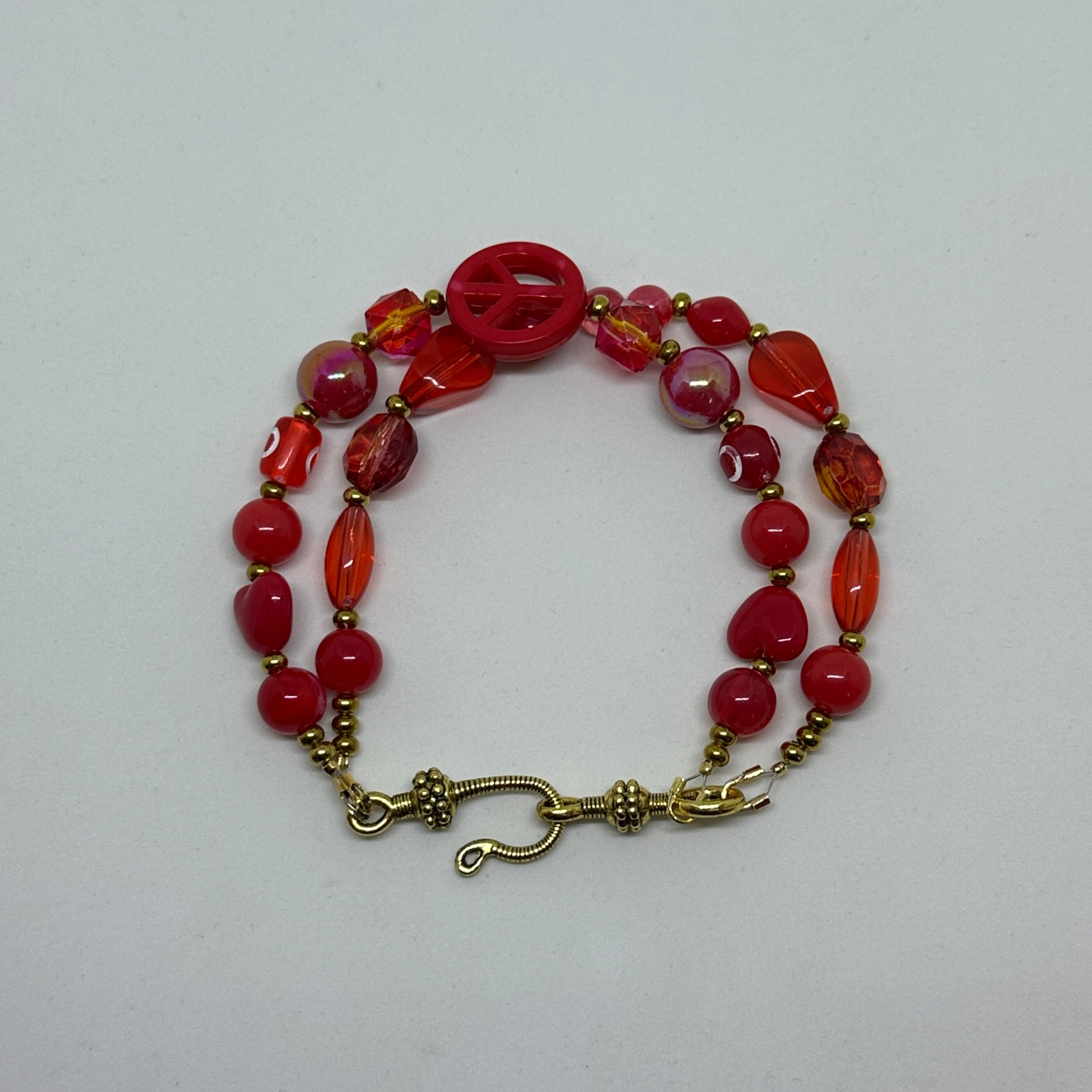 Red Peace Sign Bracelet