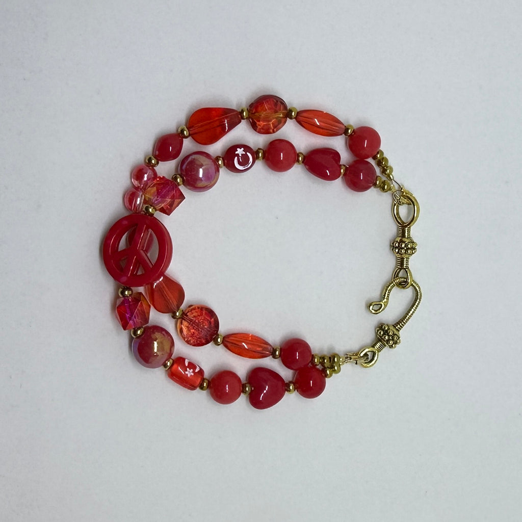 Red Peace Sign Bracelet