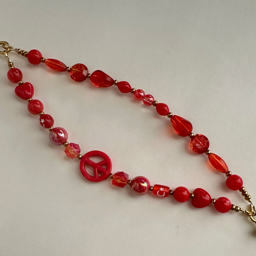 Red Peace Sign Bracelet
