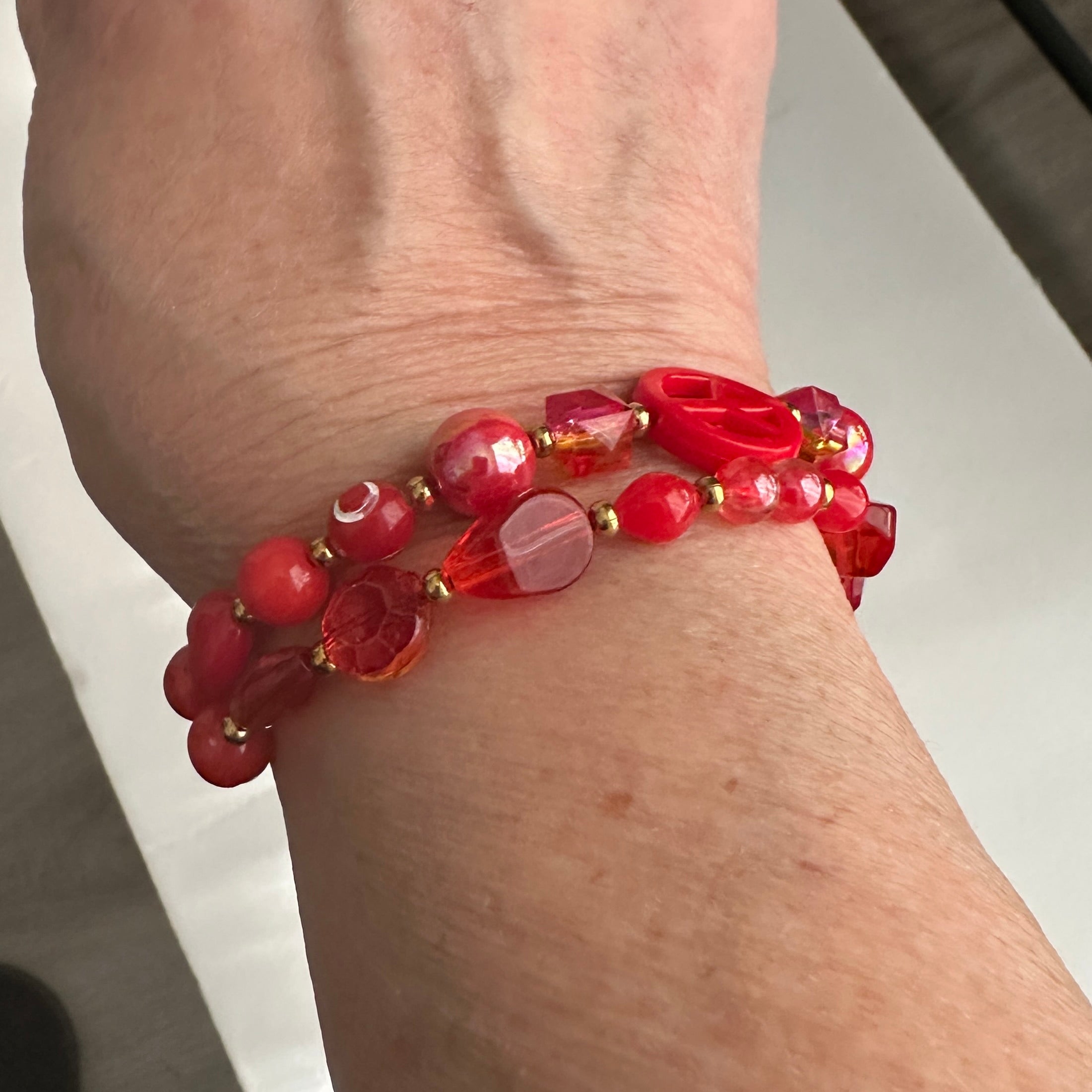 Red Peace Sign Bracelet